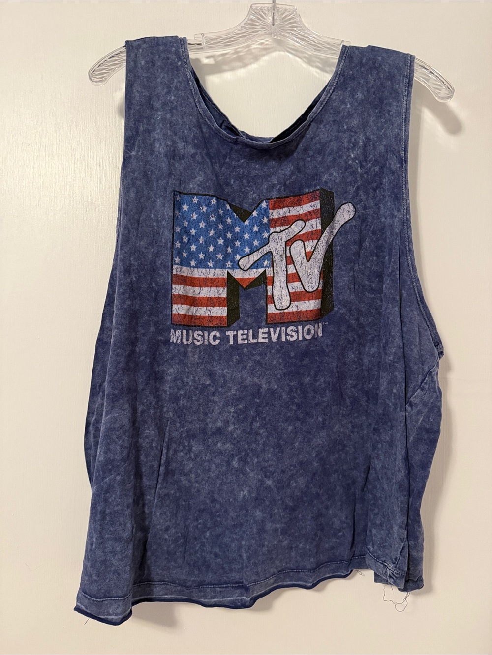 MTV Music Television Tank Top - Washed Navy 3X Plus Retro Vintage 4th July Flag